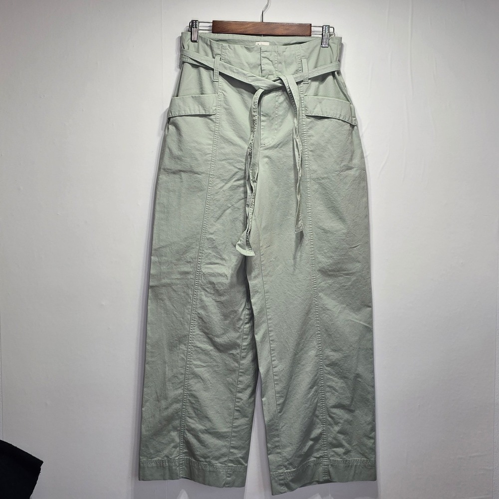 A New Day Women Wide Leg Cargo Pants Sage Green High Rise Size 8 vacation resort